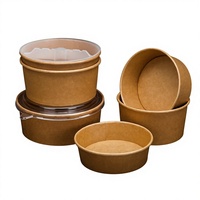 Boîte à lunch jetable, bol à salade, emballage à emporter, couvercle résistant à la chaleur, soupe épaissie, biodégradable