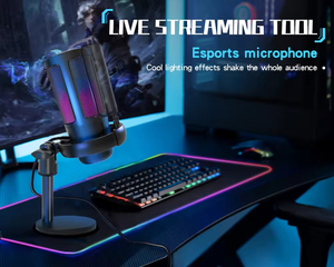 Me6s Game Wired <b>Microphone</b> Rgb Live Capac USB Condenser <b>Microphone</b> Stand Noise Reduction <b>for</b> Podcast/Laptop/Streaming Podcast - Product Image 2