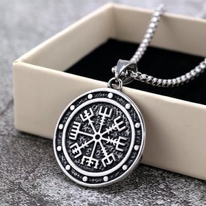 Stainless Steel Viking <b>Compass</b> Pendant <b>Necklace</b> Unisex Geometric Design Gift Jewelry - Product Image 2