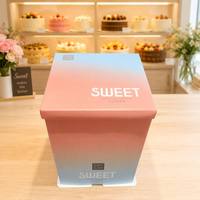 Boîte à gâteau dégradée en gros en stock avec fenêtre transparente – Emballage cadeau de luxe pour pâtisserie, conteneur à gâteau à 3 étages