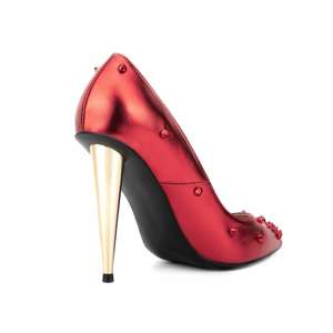 Custom Design Fashion Rivet Metallic Pu Women Pumps Rock Girls Metal tacchi alti scarpe bocca superficiale Sexy Ladies Single Shoes - Product Image 3