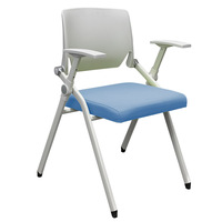 Chaise de formation pliable en maille avec tableau d'écriture et table rotative, chaise de conférence en tissu au design moderne pour usage commercial
