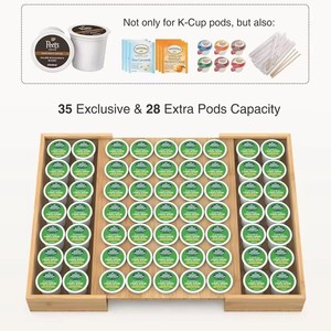 Wooden Coffee Pod Organizer 30 Holes <b>Desktop</b> Storage Rack For K-Cup Capsules Holder <b>Shelf</b> - Product Image 4
