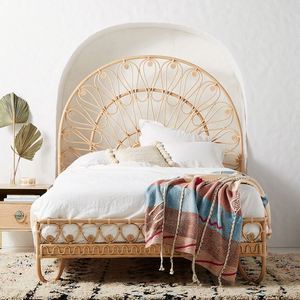 Meubles d'art en rotin <span class=keywords><strong>lit</strong></span> en rotin naturel Simple moderne créatif chambre chez l'habitant hôtel taverne rotin Art <span class=keywords><strong>lit</strong></span> double - Product Image 1