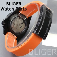 Montre de plongée BLIGER 40 mm pour homme, mécanique analogique NH36, cadran noir lumineux, verre saphir, bracelet en caoutchouc rouge/jaune, 100 m