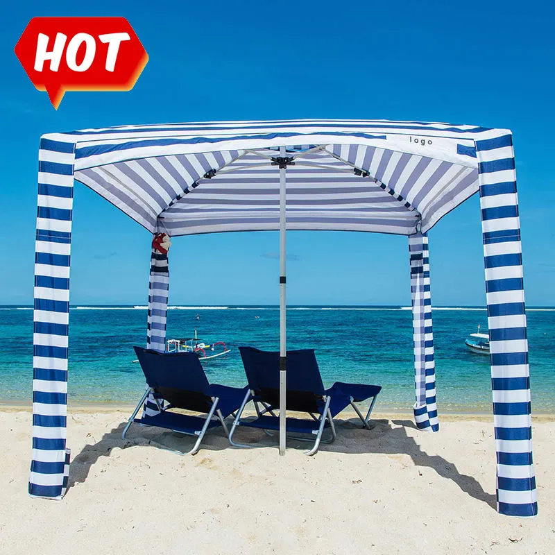 2024 Fabrikant Aanpassen M Xl Outdoor Draagbare Coole Strand Cabana Tenten, Opvouwbare Vierkante Aluminium Zonneschuilplaats Paraplu Cabanas