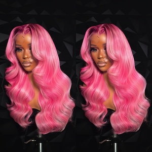 Perruques Lace Front Body Wave en Cheveux Humains Vierges Bruts Pré-Pluckées Rose Highlight Sans Colle pour Femme - Product Image 5