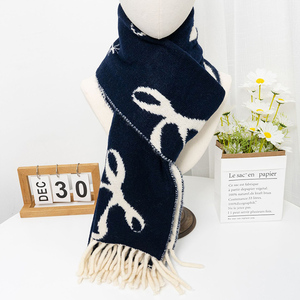 Dames Lange Winter Dikke Warme Jacquard Borduurwerk Gebreide Kwast Sjaal Voor Herfst Lente Custom Logo Met Luxe Touch - Product Image 1