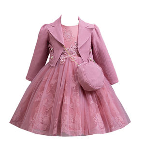 Gaun Pesta Ulang Tahun Setelan Bunga Gaun Putri Bayi Perempuan Pakaian Anak Perempuan Gaun Anak Perempuan dengan Mantel yang Serasi - Product Image 1