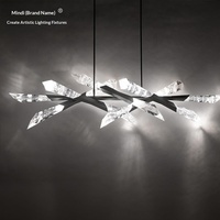Lustre Suspendu Long Noir à 12 Têtes, Luxe, Cristal, Acier Inoxydable, pour Magasin de Vêtements, Restaurant, Café