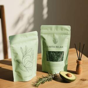 Sachets Doypack personnalisés avec fenêtre transparente, emballage haute barrière anti-humidité pour produits alimentaires au sel rose - Product Image 2