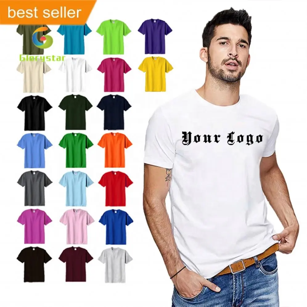 Toptan stok 180g % 100% pamuk Tee düz Oem özel işlemeli giyim büyük boy artı boyutu erkek tişörtleri t-shirt T gömlek