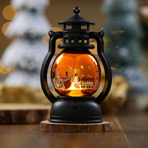 クリエイティブなハロウィン用吊り下げ式LEDパンプキン人形飾り、小型プラスチック製レトロオイルランプ、屋内用、12.5x7.7cm、レタープレス印刷 - Product Image 4