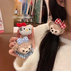 Lindo lazo para el pelo de Shirley May, accesorio doble de felpa con diseño de oso de dibujos animados para niñas, ideal para coletas. - Product Image 1