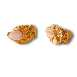 Boucles <span class=keywords><strong>d</strong></span>'oreilles clous en acier inoxydable, design plissé irrégulier, opale en forme de cœur, style rétro chic français, pour femme, cadeau, inaltérables, collection 2026 - Product Image 1