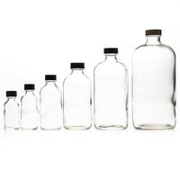 Bouteille en verre ronde transparente de 480 ml et 120 ml avec bouchon à vis, pipette graduée et compte-gouttes, qualité pharmaceutique, impression sérigraphique