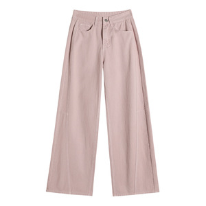 Design Sense Machete Denim Jeans pour femme, nouvelle collection Printemps-Été 2026, rose, taille haute, coupe droite ample, effet amincissant, à la mode et rapide à porter - Product Image 1