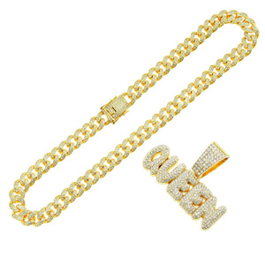 Gioielli Hip Hop placcati in oro 18k moda uomo glassato con lettere personalizzate alfabeto con maglia cubana <span class=keywords><strong>collana</strong></span> con ciondolo a catena - Product Image 5