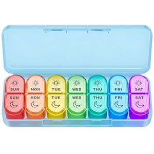 Wholesale Portable Weekly Seven-Day Plastic Medicine Organizer Pill <b>Box</b> Two Meal Dosage Sealed <b>Mini</b> Compartmentalized Design - Product Image 5