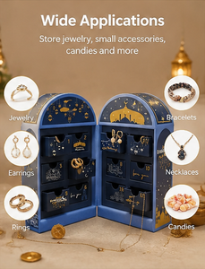 Luxury Blue 12 Days Ramadan Advent <b>Calendar</b> Box with Gold Foil Arched Top Rigid Cardboard Jewelry Gift Box for Eid Mubarak - Product Image 4
