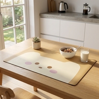 Grand set de table en cuir PU, imperméable, résistant à la chaleur et à l'huile, nettoyable, motif ours de dessin animé, pour table à manger, tapis de bureau, décoration intérieure