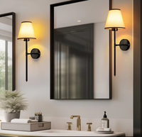 Lampe murale à abat-jour en tissu avec télécommande LED à piles, sans fil, pour la décoration de la chambre à coucher