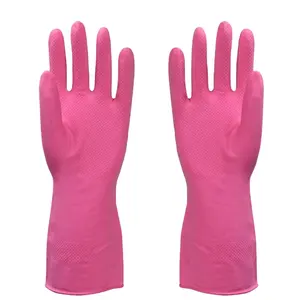 중국 도매 저렴한 핑크 자연 라텍스 고무 청소 세탁 식기 가정용 라텍스 장갑