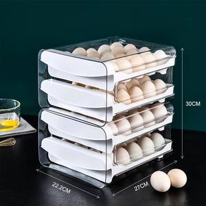 Kotak Telur Transparan Dua Lapis Wadah Penyimpanan Putih untuk Kulkas Plastik 2 Lapisan Organizer Nampan Penyimpanan Makanan - Product Image 5