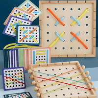 New Design Montessori Children's Wooden Fine Motor Skills Kid's Threading Board Game Educational Lacing Activity Toys
