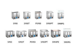 Table de travail professionnelle en acier inoxydable à trois portes, comptoir réfrigérateur à salade, sans givre, température numérique - Product Image 6