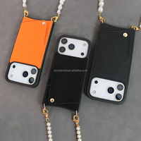 Dompet Kulit Asli Warna Dapat Disesuaikan, Tas Selempang Wanita Mewah untuk iPhone 18 Pro Max dengan Tempat Kartu
