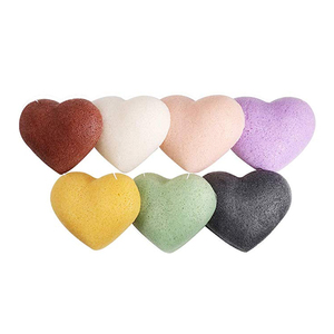 Éponge <span class=keywords><strong>Konjac</strong></span> à cœur, exfoliante pour le visage, 100% naturelle, en forme de cœur, emballage personnalisé, biologique, 1 pièce - Product Image 1