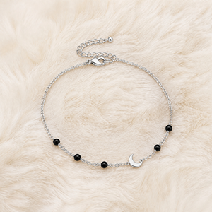 Bracelet élégant en acier inoxydable argenté avec perles d'onyx noir et croissant de lune, pour femme, usage quotidien, vente en gros OEM/ODM - Product Image 3