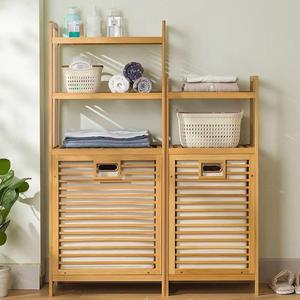 Support de rangement multifonctionnel en <span class=keywords><strong>bambou</strong></span> pour toilettes pour le salon de la maison comprenant un panier à linge sale Meubles de salle de bain - Product Image 3