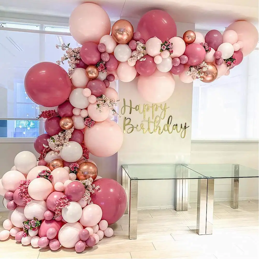 Arc de ballon rose différentes tailles ballons en latex pour bébé douche mariage anniversaire remise des diplômes jour décorations de fête