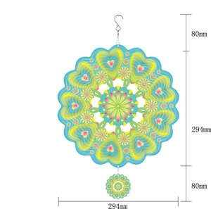 Molino de Viento Mandala Estrellado de 12 Pulgadas, Patrón Geométrico de Acero Inoxidable Cortado con Láser en 3D, Adornos de Jardín, Molino de Viento Colgante - Product Image 2