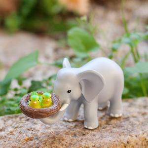 Statuetta di <span class=keywords><strong>Elefante</strong></span> in Resina con Nido di Uccelli e Uccellini Verdi, Decorazione Fantasiosa per Giardino e Casa - Product Image 5