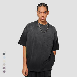 Boxy Heavy Acid Wash T-shirt 100% Cotton Luxury Washed t Shirt Plus-size <b>Perfect</b> T-shirt Blank Vintage <b>Fitted</b> T Shirt for Men - Product Image 1