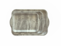 Imprimé personnalisé t incassable rectangle ovale profond nouveau plateau de service en plastique au design bois avec poignées