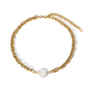 Collar de cadena dorada con colgante de perlas para mujer, joyería de moda, material de aleación de zinc JDN20356 - Product Image 5