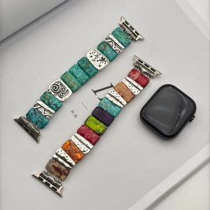 Forwelleny Nouveau Gros Décoratif Femmes Bijoux Commutation Couleur <span class=keywords><strong>Pierre</strong></span> Naturelle <span class=keywords><strong>Bracelet</strong></span> <span class=keywords><strong>Bracelet</strong></span> pour <span class=keywords><strong>Apple</strong></span> Série 11 10 9 - Product Image 3