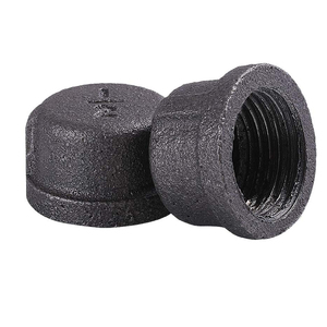 Đen dễ uốn gang DIY Retro đồ nội thất ren ống phụ kiện cổ điển Kệ Bracket vít kim loại End lắp ống mặt bích - Product Image 2