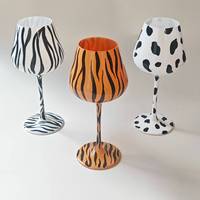 Gelas Anggur Merah Kristal Motif Harimau Leopard Lukis Kreatif Grosir, Desain Minimalis Tanpa Gagang, Kapasitas 401-500ml