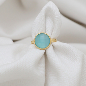 Nouvelle collection 2026 : Bagues en argent sterling 925 avec chalcédoine aqua, plaquées or 18 carats, pour mariages et fêtes - Product Image 3