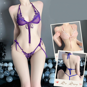 Women <b>Sexy</b> Lingerie <b>Set</b> Lace Trim See Through Plus Size Bra Thong <b>Set</b> - Product Image 1