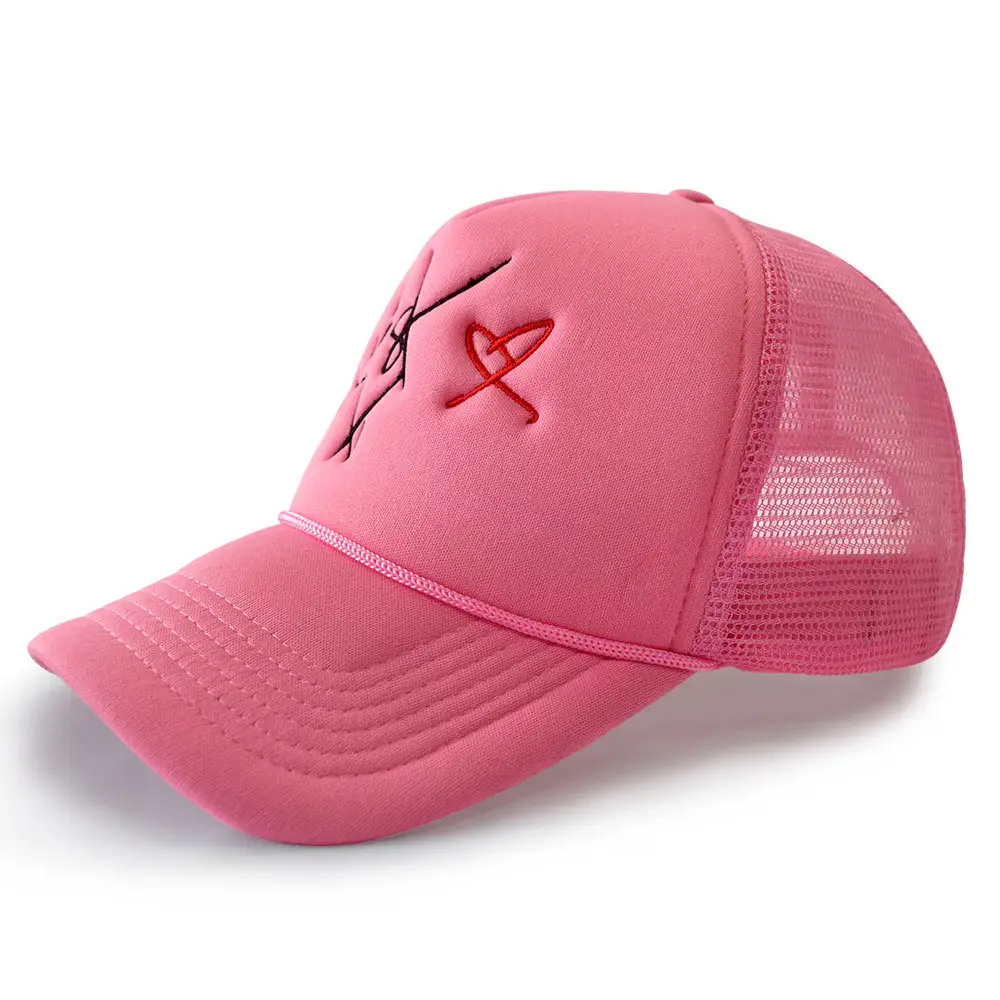 GT – chapeau rose à cinq panneaux en mousse pour camionneur, casquette en maille pour l'été