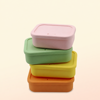 Boîte à lunch en silicone moderne carrée et ronde avec couvercle hermétique, 4 tailles disponibles, compatible micro-ondes, réutilisable, boîte de rangement alimentaire en silicone