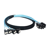 Cable de Extensión para Disco Duro de 90 Grados, 4 SATA 3.0, Mini 4 SATA 3.0, 7 Pines, Adaptador para Placa Base de Computadora, con Blindaje Trenzado