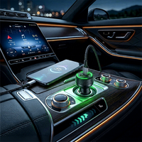 Chargeur de voiture 38W PD double port QC3.0, chargeur rapide pour voiture avec texture en fibre de carbone et lumière LED, universel 12-24V, chargeur de téléphone pour voiture