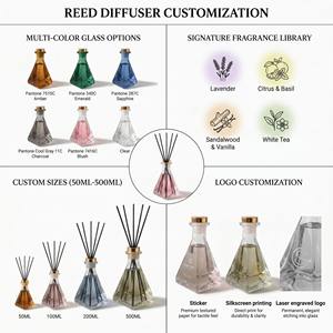 Luxury Shaped Glass <b>Reed</b> <b>Diffuser</b> Set Christmas Tree Design For Modern Home Decor Wholesale Private Label Premium Gift Set - Product Image 3